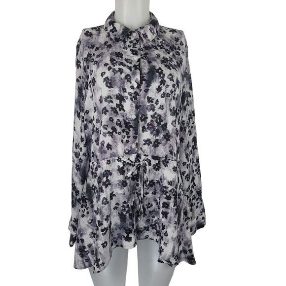 Simply Vera Vera Wang Purple Floral Business Women's Blouse Large - Picture 1 of 7